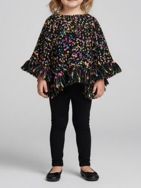 Betsey Johnson RARE Black On the Bright Side Toddler Girl's Fall Winter Poncho